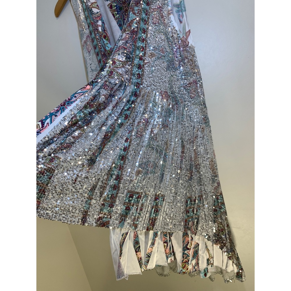 Origami Paisley Sequin Duster Vest L Festival Boho Glam art to wear - Picture 10 of 10
